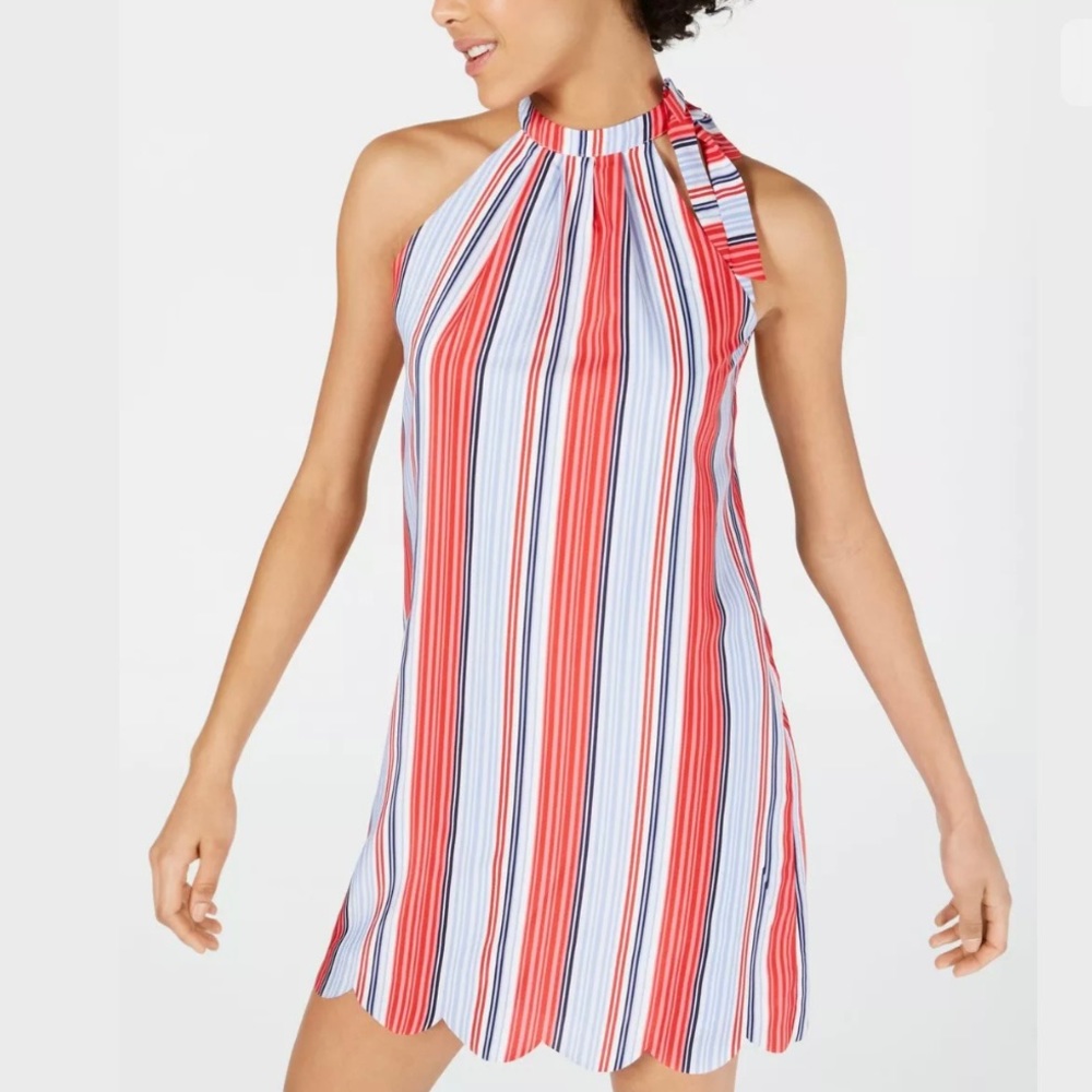Maison Jules Striped Halter Tie Neck Shift Dress - Picture 2 of 6